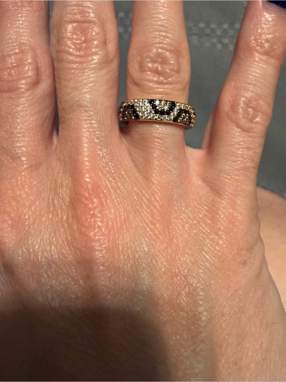 Gold Tone Leopard Pavé Crystal Band Ring